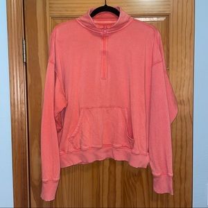 Aerie Salmon Quarter Zip Sweatshirt